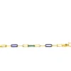 ZINZI gold plated zilveren armband met paperclip-schakels en trendy schakels in lapisblauw en malachietgroen 19cm ZIA2455
