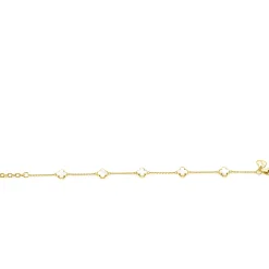 ZINZI gold plated zilveren armband met vijf klavers 11mm in parelmoer 17-20cm ZIA-BF153