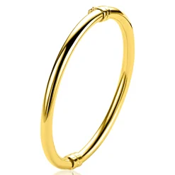 ZINZI gold plated zilveren bangle armband glad 5mm ronde buis en luxe scharniersluiting ZIA2754G