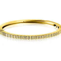 ZINZI gold plated zilveren bangle armband 4mm breed, bezet met witte zirkonia's  60mm ZIA2686Y