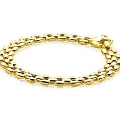 ZINZI gold plated zilveren brede rolex-style schakel-armband 8mm breed 19cm ZIA2764G