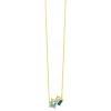ZINZI gold plated zilveren collier 45cm met geometrische hanger (14mm) in lichtblauw, petrolblauw en wit ZIC2897
