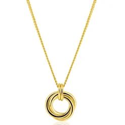 ZINZI gold plated zilveren collier 45cm met hanger van verbonden ringen (knoop-stijl) ZIC2797