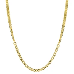 ZINZI goldplated zilveren collier 45cm met dubbele stijl: grove schakel en fijne kettingen ZIC2781G