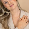 ZINZI goldplated zilveren dubbele schakelketting 40–45cm met fijne hartvormige schakels ZIC2775G