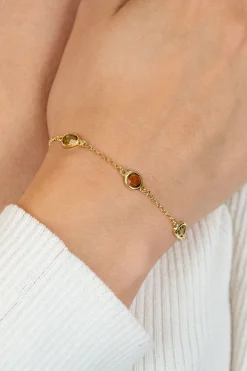 ZINZI gold plated zilveren fantasie armband met ronde vormen bruin en olijfgroen ZIA2770