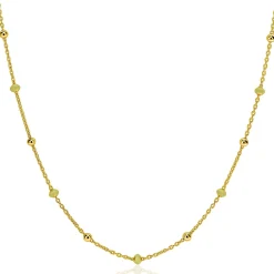 ZINZI gold plated zilveren fantasie ketting met 13 geelgroene donuts en glanzende bolletjes 42-45cm ZIC2508