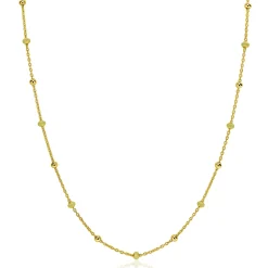 ZINZI gold plated zilveren fantasie ketting met 13 geelgroene donuts en glanzende bolletjes 42-45cm ZIC2508