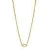 ZINZI gold plated zilveren gourmet ketting met vierkante zetting bezet met witte zirconia 40-45cm ZIC2417Y