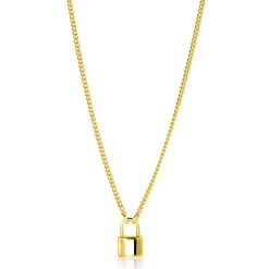 ZINZI gold plated zilveren gourmet ketting 45cm met trendy slotje als bedel 40-45cm ZIC2354G
