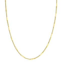 ZINZI gold plated zilveren gourmet ketting 45cm met staafjes 1,6mm breed ZIC2366G