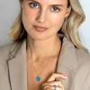 ZINZI gold plated zilveren hanger hart 15mm met blauw emaille ZIH2314B (zonder collier)