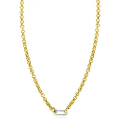ZINZI gold plated zilveren jasseron ketting 42cm met ovale sluitring ZIC2377G