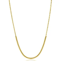 ZINZI gold plated zilveren jasseron ketting met bolletjes schakels (2,5mm breed) in het midden 40-45cm ZIC2640G