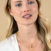 ZINZI gold plated zilveren jasseron ketting 42-45cm met organisch gevormde hanger 18mm ZIC2636G