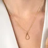 ZINZI gold plated zilveren jasseron ketting met open druppelvormige hanger (10mm) 42-45cm ZIC2635