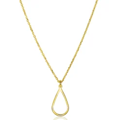 ZINZI gold plated zilveren jasseron ketting met open druppelvormige hanger (10mm) 42-45cm ZIC2635