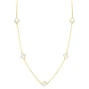 ZINZI gold plated zilveren ketting met vijf klavers 11mm in parelmoer 42-45cm ZIC-BF153