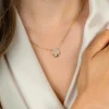 ZINZI gold plated zilveren ketting 42–45cm met ronde open hanger (12mm) en bezet met witte zirkonia's ZIC2725Y