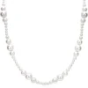 ZINZI gold plated zilveren ketting 45cm met glanzende witte parels in verschillende groottes en speelse opbouw ZIC2908
