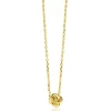 ZINZI gold plated zilveren ketting met hanger in roosdesign (9mm) en bezet met een witte zirkonia in het midden 42-45cm ZIC2872Y