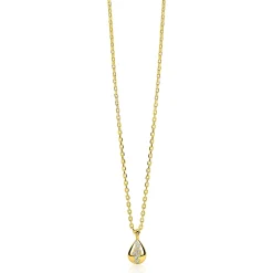 ZINZI gold plated zilveren ketting met druppelvormige hanger (14mm) bezet met witte zirkonia’s 42-45cm ZIC2871