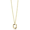 ZINZI gold plated zilveren ketting met zeshoekige hanger (18mm) bezet met champagne, bruine en witte kleurstenen 42-45cm ZIC2869