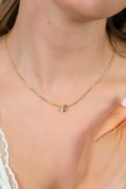 ZINZI gold plated zilveren ketting met speelse hanger (8mm) bezet met een mooie combinatie van bruine, groene en witte kleurstenen in verschillende slijpvormen 42-45cm ZIC2867