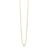 ZINZI gold plated zilveren ketting met bloem bezet met vier druppelvormige witte zirconia's 42-45cm ZIC2624
