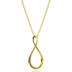 ZINZI goldplated zilveren ketting 60cm met grote gestileerde Infinity-hanger 52mm ZIC2675G