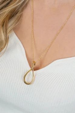 ZINZI goldplated zilveren ketting 60cm met grote gestileerde Infinity-hanger 52mm ZIC2675G