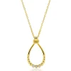 ZINZI goldplated zilveren ketting 45cm met open druppelvormige hanger, met bolletjes en drie witte zirkonia’s ZIC2839Y