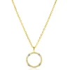 ZINZI goldplated zilveren ketting 45cm met open ronde hanger, verfraaid met X-details en witte zirkonia’s ZIC2814