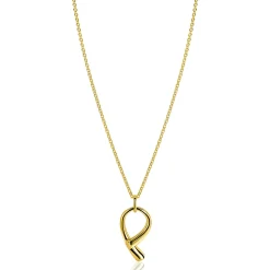 ZINZI goldplated zilveren ketting 45cm met grote sierlijke hanger 40mm ZIC2786G