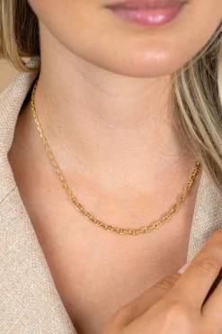 ZINZI goldplated zilveren ketting 45cm met aflopende marineschakels ZIC2762G