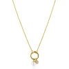 ZINZI gold plated zilveren ketting met ronde sluitring en twee luxe bedels 42-45cm ZIC2738