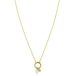 ZINZI gold plated zilveren ketting met ronde sluitring en twee luxe bedels 42-45cm ZIC2738