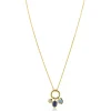ZINZI gold plated zilveren ketting met ronde sluitring en drie luxe bedels 42-45cm ZIC2737
