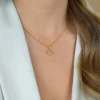 ZINZI gold plated zilveren ketting 42-45cm met open klaver hanger ZIC2743