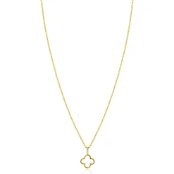 ZINZI gold plated zilveren ketting 42-45cm met open klaver hanger ZIC2743