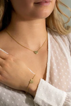 Zinzi gold plated zilveren ketting 43cm met hart plaatje 10mm om te graveren ZIC2346G