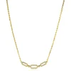 ZINZI gold plated zilveren ketting 45cm met drie ovale schakels, bezet met witte zirconia's ZIC2398Y