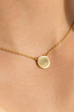 ZINZI gold plated zilveren ketting 43cm met rond plaatje 15mm om te graveren ZIC2345G