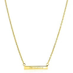 ZINZI gold plated zilveren ketting 45cm met glanzend plaatje om te graveren ZIC2344G