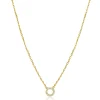 ZINZI gold plated zilveren ketting met open rondje (7,5mm) bezet met witte zirconia's 40-45cm ZIC2550Y