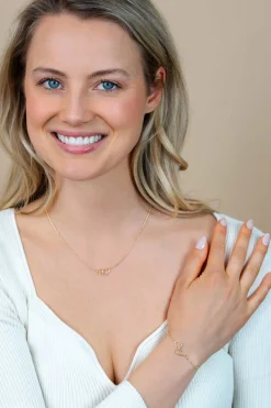 ZINZI gold plated zilveren ketting met 2 verbonden hartjes 40-45cm ZIC2513G
