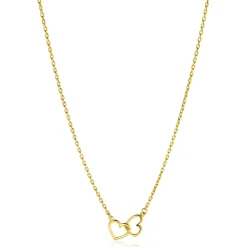 ZINZI gold plated zilveren ketting met 2 verbonden hartjes 40-45cm ZIC2513G