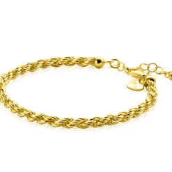 ZINZI gold plated zilveren koord armband 4mm breed ZIA2343G