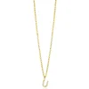 ZINZI gold plated zilveren letter hanger U bezet met witte zirkonia's ZIH2828-U (zonder ketting)