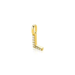 ZINZI gold plated zilveren letter hanger L bezet met witte zirkonia's ZIH2828-L (zonder ketting)